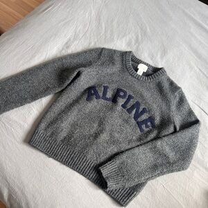 H&M Gray Sweater with Navy 'ALPINE' Lettering